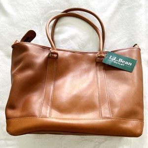 L.L. Bean Town & Field Brown Leather Tote